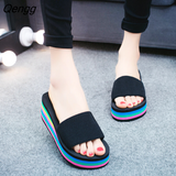 Niulatu Women Sandal Slippers Platform Bath Slippers Wedge Beach Flip Flops High Heel Beach Slide Shoes EVA Fashion Casual Black DJSE