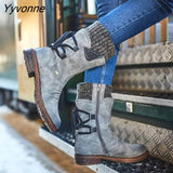 Niulatu Women's Winter Mid-Calf Boots Flock Winter Shoes Ladies Fashion Snow Boots Shoes Thigh High Suede Warm Botas Zapatos De Mujer DJSE