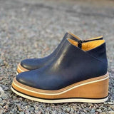 Niulatu Size New Winter Wedges Women Boots Comfortable Ankle Boots Shoes Round Toe 4cm Heel Lace Up and Zip Thicken Botas De Mujer DJSE