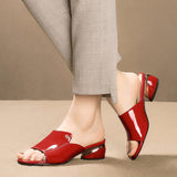 Niulatu Red Sexy Pu Soft Leather Female Flipflop Slippers Summer Fashion Heels Slides Shoes For Girls Comfortable Sandals Woman DJSE