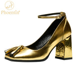 Niulatu Women Pumps Shoes Square Toe Tassel Ladies Shoes Genuine Leather High Heels 8cm Ankle Strap Female Footwear 2025 FT1860 DJSE
