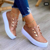 Niulatu Women 2025 Fashion Round Toe Platform Shoes Size 43 Casual Shoes Women Lace Up Flats Women Loafers Zapatos Mujer DJSE
