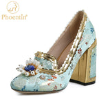Niulatu Women's Retro Rhinestone Pearl Pumps 2025 new Super High Heels Vintage Wedding Party Shoes Size 43 blue black FT1881 DJSE