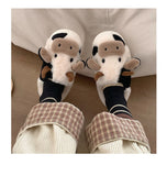 Niulatu Cotton Warm Home Slippers Women's Winter Anti-Skid Thick Bottom Plush Indoor Household Shoes Lovely Cow Animal Slipper DJSE