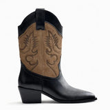 Niulatu Toe Cowgirl Women's Boots Half High Shoes for Woman Denim Cowboy Middle Heel Mid Calf Fashion 2025 Trend Hot Pu DJSE