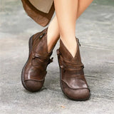 Niulatu Women Boots Snow Boots PU Ankle Spring Flat Shoes Woman Short Brown Botas with Fur 2025 Female Lace Up Botas Mujer DJSE