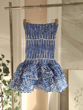 Niulatu Sheath Strapless Royal Blue Lace Vacation Dress Short Birthday Dresses SD121