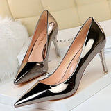 Niulatu Shoes Woman Pumps Patent Leather High Heels Shoes Women Basic Pump Wedding Shoes Female Stiletto Women Heel Plus Size 43 DJSE