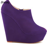Niulatu Winter Boots For Women Wedges Platform Flock Women's Ankle Fashion Short Boot Shoes Woman DJSE