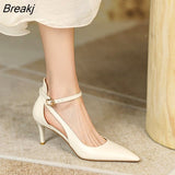 Niulatu Fashion French Fashion Ladies Pointed Toe Strap Stiletto Shoes Hollow Roman Toe Sandals Women Elegant Banquet Shoes DJSE