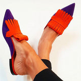Niulatu Flat Heels Women Shoes Spring Autumn Pointed Toe Slides Mules Shoes Fashion Big Size Female Low Heels Sandals Slippers DJSE