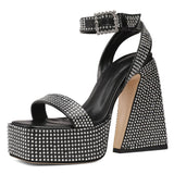 Niulatu Open Toe Platform Flared High Heels women's Sandals Ankle Strap Buckle Summer Fashion Dress Wedding Party Shoes Woman DJSE