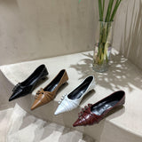 Niulatu Toe Low Heel Pumps Women Shoes Brand Belt Buckle Shallow Slip On Ballet Elegant Pumps For Party Dress DJSE