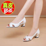 Niulatu Thick Heel Hollow Korean Women's Single Shoes Sandals Outdoor Women's Fish Mouth Sandals zapatos de mujer Adult DJSE