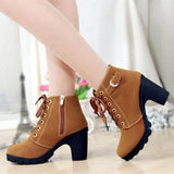 Niulatu Women's Heeled Ankle Boots Ladies Autumn Winter Women Shoes High Heels 8.5cm Female Boot Botas De Mujer Plus Size 41 42 DJSE