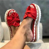 Niulatu Women Slippers Platform Wedge Sandals Fashion Bow Peep Toe Beach Outdoor Ladies Walking Shoes Plus Size Zapatilla Mujer DJSE