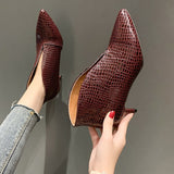 Niulatu New Women for Shoes Casual Pumps Short Boots Sexy High Heels Pointed V-mouths Ladies Dress shoes OL Daily Shoes DJSE