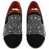 Niulatu Men's Fashion Suede Leather Loafers Mens Rivets Embroidery Rhinestone Party Flats Man Moccasins Oxfords Casual Shoes DJSE
