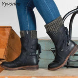 Niulatu Women's Winter Mid-Calf Boots Flock Winter Shoes Ladies Fashion Snow Boots Shoes Thigh High Suede Warm Botas Zapatos De Mujer DJSE