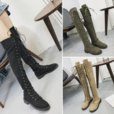 Niulatu New Sexy Women's Winter Boots Thigh High Boots Lace Up Rubber Female Shoes Rome Style Over The Knee Long Boot for Women DJSE