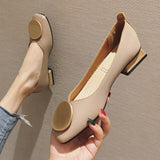 Niulatu Women Shoes Low Wooden Low Heel Ballet Square Toe Shallow Buckle Brand Shoes Square Heel Slip On Loafers Zapatos De Mujer DJSE
