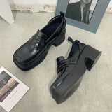 Niulatu Loafers Mary Janes Women's Shoes square toe british style women retro big toe all-match loafers platform heels DJSE