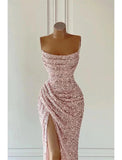 Niulatu Dress Formal Prom Floor Length Sleeveless Strapless Sequined with Glitter Sequin Prom HZ1007
