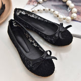 Niulatu New Women Flats Shoes Ballet Flats Fashion Bow-Knot Women Shoes Slip On Cut Outs Flat Sweet Hollow Summer Female Shoes DJSE