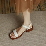 Niulatu Women Sandals Low Heels Basic Genuine Leather Office Ladies Casual Outdoor Shoes Woman Concise DJSE