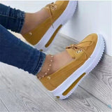 Niulatu New Thick-soled Women's Sports Shoes Fashion Casual Comfortable Slip-on Flat Shoes Women's Heightening Vulcanized Shoes DJSE