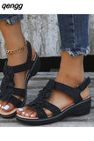 Niulatu Women Reported Wedges Orthopedic Shoes Flowers Decoration Comfortable Walking Sandals Women Beach Shoes DJSE