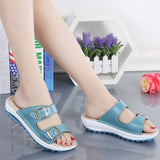 Niulatu Womens Sandals Summer Beach Shoes Women Slipper Plus Size Buckle Slide Sandals Comfort Thick Sole Slippers Wedge DJSE
