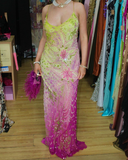 Niulatu Chiffon Sequin Beaded Evening Dress Long Prom Dress HZ1007