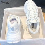 Niulatu Spring Bright Purple Chunky Shoes Women's Vulcanized Sneakers Platform Shoes Girls Light Weight Leather PU Sneaker DJSE