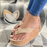 Niulatu Women Wedges Shoes Platform Summer Casual Solid Women Girls Wedges Shoes Slip-On Girls Plus Size Flip Flops DJSE