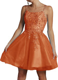 Niulatu Lace Beaded Tulle Homecoming Dresses Short Square Neck Prom Dress Spaghetti Straps Party HZ1007