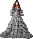 Niulatu Tulle Robe Maternity Dress for Photoshoot Sheer Bridal Lingerie Wedding Gown Long Baby Shower Pregnancy HZ1007