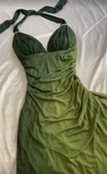 Niulatu Halter Ombre Green V Neck Chiffon Long Prom Dress Party Evening Gown HZ1007