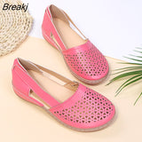 Niulatu Women's Flat Shoes Wedge Sandals New Hollow Breathable Summer Casual Shoes for Woman Retro Plus Size Comfortable Walking Shoes DJSE