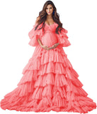 Niulatu Tulle Robe Maternity Dress for Photoshoot Sheer Bridal Lingerie Wedding Gown Long Baby Shower Pregnancy HZ1007