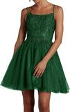 Niulatu Lace Beaded Tulle Homecoming Dresses Short Square Neck Prom Dress Spaghetti Straps Party HZ1007