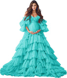 Niulatu Tulle Robe Maternity Dress for Photoshoot Sheer Bridal Lingerie Wedding Gown Long Baby Shower Pregnancy HZ1007