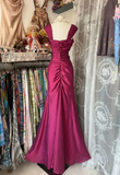 Niulatu Satin Ruched Mermaid Prom Dress Pink Evening Gown HZ1007