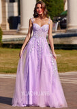 Niulatu Applique Tulle Prom Dresses for Women 2025 Spaghetti Straps Ball Gown Formal Evening Party Gown with HZ1007
