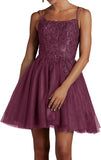Niulatu Lace Beaded Tulle Homecoming Dresses Short Square Neck Prom Dress Spaghetti Straps Party HZ1007