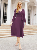 Niulatu Chiffon Bridesmaid Dress V-Back Waist Belt Formal Prom Gown Mother of The Bride Wedding HZ1007