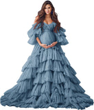 Niulatu Tulle Robe Maternity Dress for Photoshoot Sheer Bridal Lingerie Wedding Gown Long Baby Shower Pregnancy HZ1007