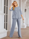 Niulatu Chiffon Mother of The Bride Dress Plus Size Pant Suits Ruffle HZ1007