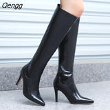 Niulatu White Stiletto High Heels Knee High Boots Ladies Autumn Winter Modern Long Boots Shoes Botas De Invierno Para Mujer DJSE
