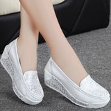 Niulatu Shoes Loafers For Women 2025 Wedges Sneakers Floral Single Woman White Shoes Platform Breathable Female Vulcanized Shoes DJSE